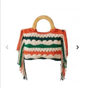NWT NANNACAY VERA MINI GALACTICS GREEN, ORANGE, NUDE CROCHET Beach  BAG
